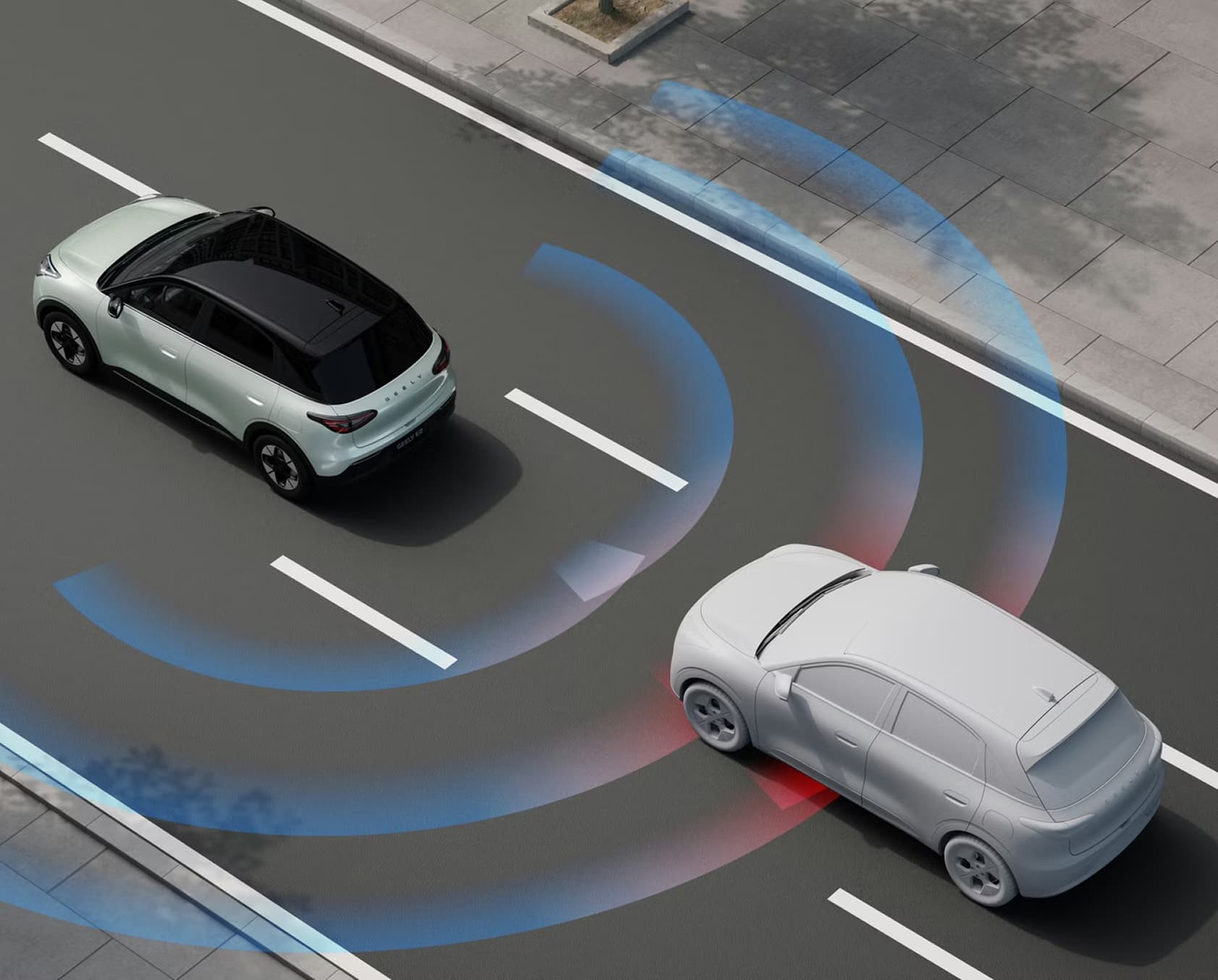 Geely E2 blind spot detection