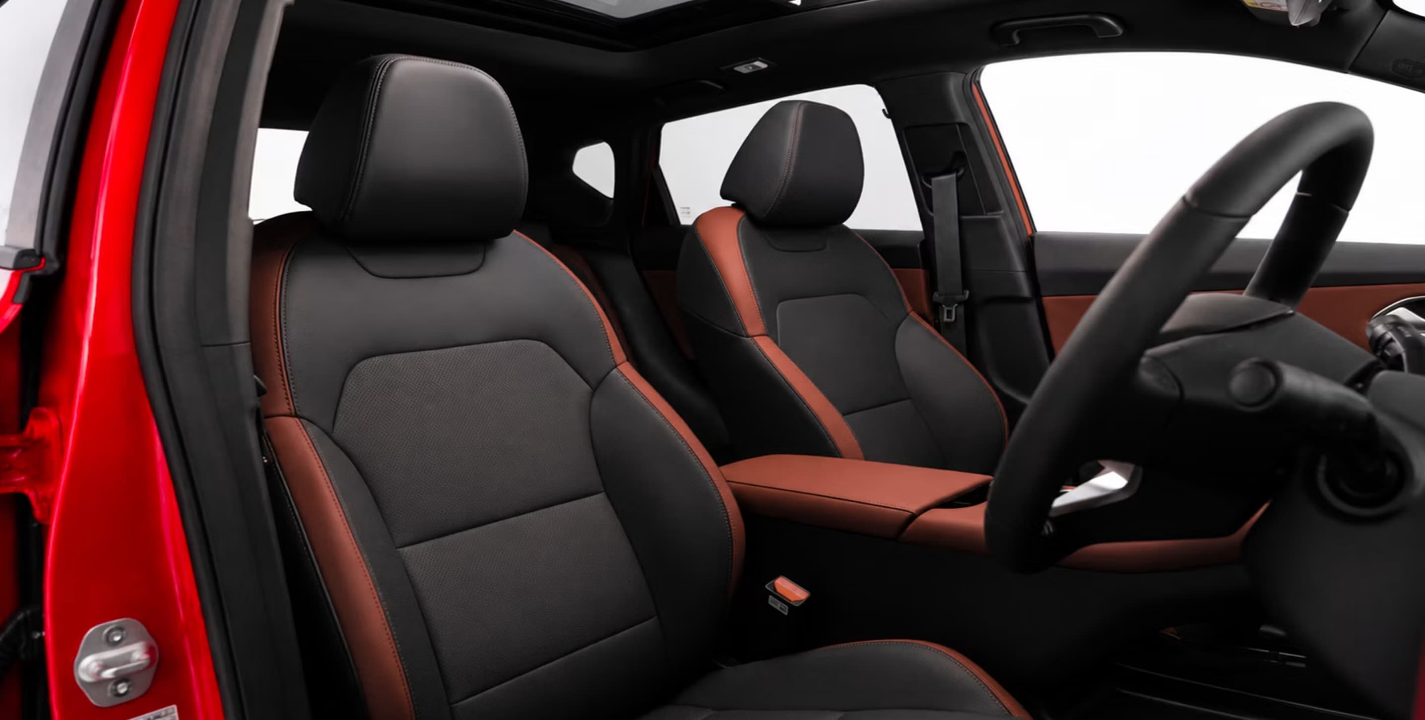 Geely Coolray two-tone interior with panoramic sunroof and front seats