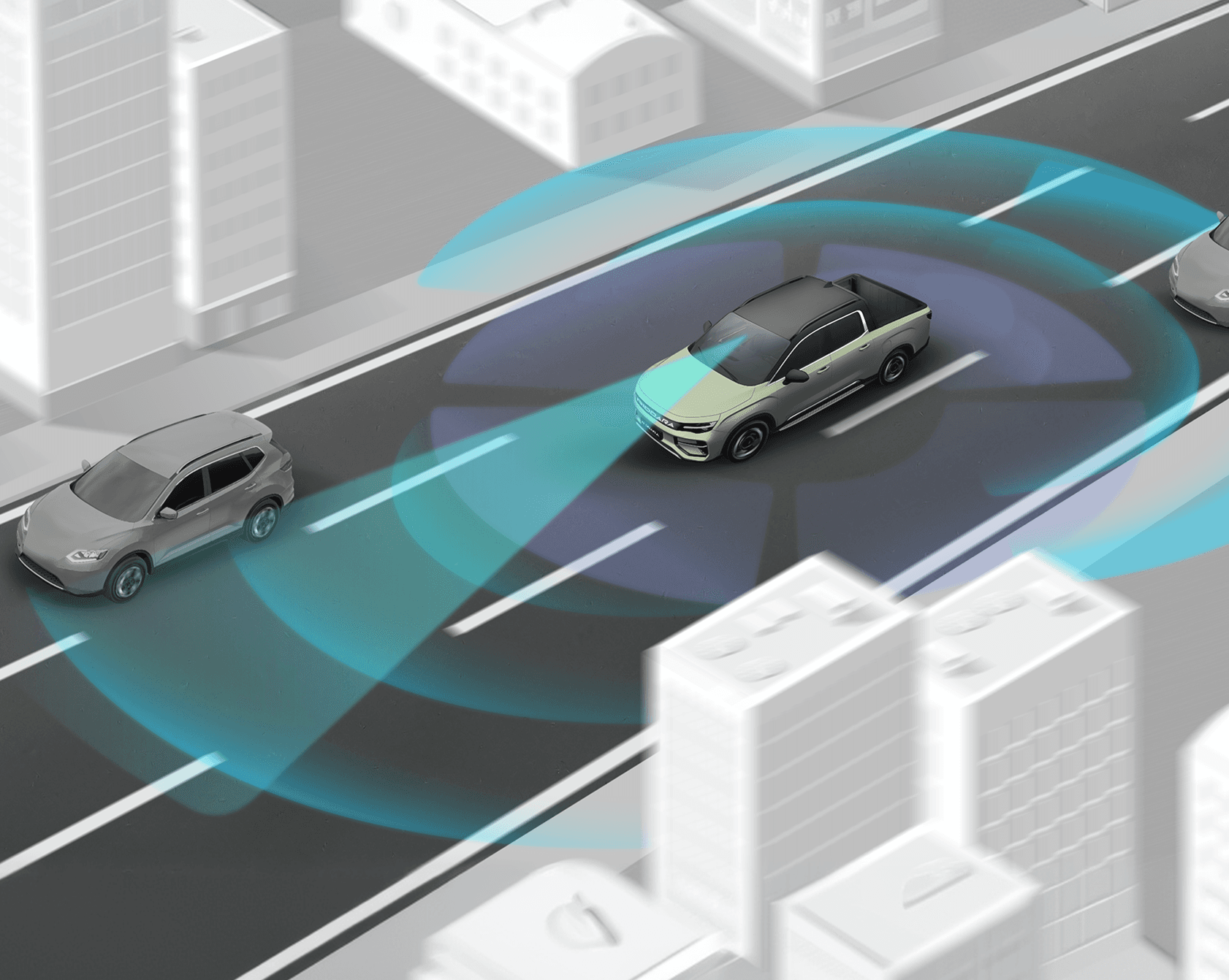Geely Riddara lane keeping and forward collision sensor coverage